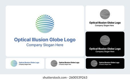 Optical Illusion Globe Logo | Mesmerizing Spherical Design