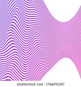  OPTICAL ILLUSION GRADIENT COLOR. ABSTRACT WAVY LINES BACKGROUND COVER DESIGN VECTOR  