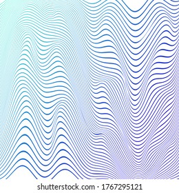 OPTICAL ILLUSION GRADIENT COLOR. ABSTRACT WAVY LINES BACKGROUND COVER DESIGN VECTOR  