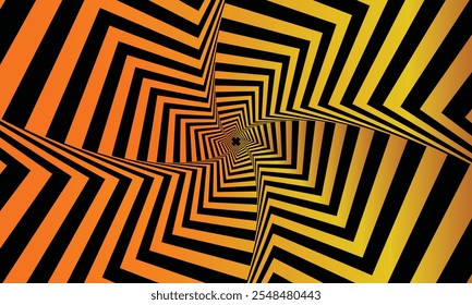 Optical illusion gradient gold spiral futuristic background