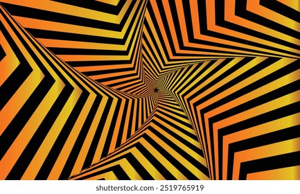 Optical illusion gradient gold star futuristic background