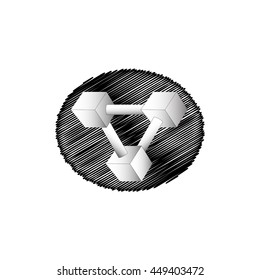 Optical illusion of the gradient vector, abstract geometric design element. Printoptical illusion symbols, Impossible sign