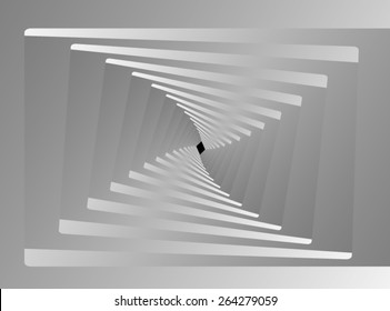 Optical illusion: gray screw down the corridor is a fractal, leading into the distance.
