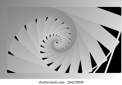 Optical illusion: grey spiral, leading into the distance.