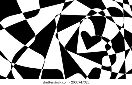 optical illusion with heart shaped pattern wallpaper for design