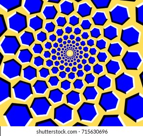 Optical illusion - hexagons moving forming a tunnel