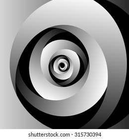 Optical illusion. Huge volumetric fractal swirling metal ribbon.
