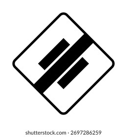 Optical illusion icon with black and white parallelograms in diamond frame for abstract design and perception