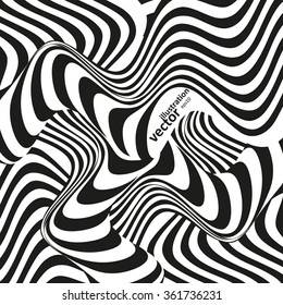 Optical illusion illustration, abstract futuristic background eps10