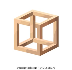 Optical illusion. Impossible cube. Vector 3d illustration