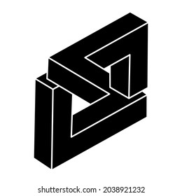 Optical illusion, impossible figure, optical art object. Unreal geometric shape.