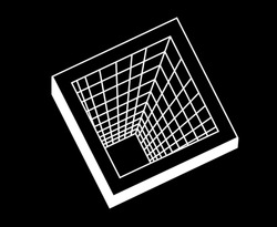 Optical illusion, impossible figure, white lines on a black background, optical art.