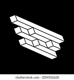 Optical illusion. Impossible object. 3d illustration.