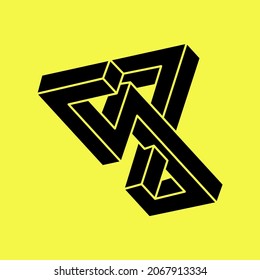 Optical illusion. Impossible object.  Optical art shapes. Line art. 3d illustration. Geometric figure.
