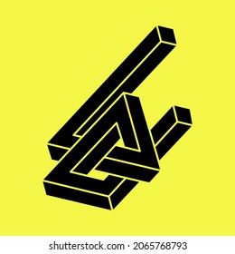 Optical illusion. Impossible shape. Optical art object. Geometric figures.