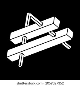 Optical illusion. Impossible shapes. Sacred geometry figures. Line art. Optical art. 