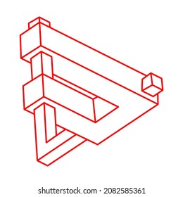 Optical illusion. Impossible shapes. Sacred geometry figure.  Abstract eternal geometric objects. Logo. Impossible endless outline. Optical art. Impossible geometry shape on a white background.