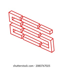 Optical illusion. Impossible shapes. Sacred geometry figure.  Abstract eternal geometric object. Logo. Impossible endless outline. Optical art. Impossible geometry shape on a white background.