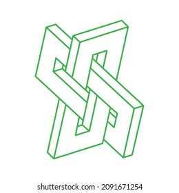 Optical illusion. Impossible shapes. Sacred geometry figure.  Abstract eternal geometric objects. Logo. Impossible endless outline. Optical art. Impossible geometry shape on a white background.