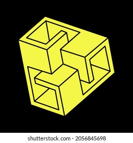 Optical illusion, impossible shapes vector. Optical art object. Escher style. Geometric figure.