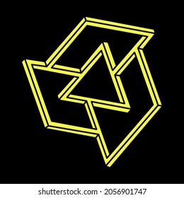 Optical illusion, impossible shapes, vector. Optical art object. Escher style. Geometric figure.