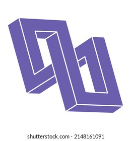 Optical illusion. Impossible shapes  vector. Optical art object. Geometric figures. Escher paradox.