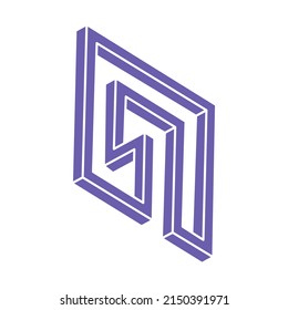 Optical illusion. Impossible shapes  vector. Optical art object. Geometric figures. Escher paradox.