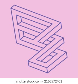 Optical illusion. Impossible shapes  vector. Optical art object. Geometric figures. Escher paradox.