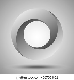 Optical illusion. Infinity geometric loop.  Vector illustration. Geometric figure of curved lines formed spatial object. Logo symbolize endless, repeatability, recycle and circulation. 