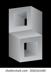 Ilusión óptica. Figura geométrica volumétrica isométrica. Geometría espacial. Ilustración del vector
