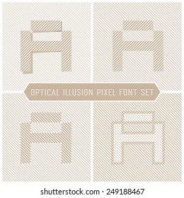 Optical Illusion Letter A, Abstract Pattern Vector Font Set
