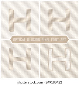 Optical Illusion Letter H, Abstract Pattern Vector Font Set