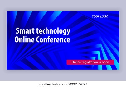 optical illusion, light blue lines on bright blue vector background, linkedin banner, facebook cover, instagram post, webinar announcement, online workshop advertisement, digital blockchain