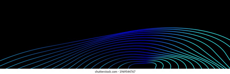 optical illusion, light blue neon lighted lines on black vector background, linkedin banner, facebook cover, instagram post, webinar announcement, online workshop advertisement, digital blockchain