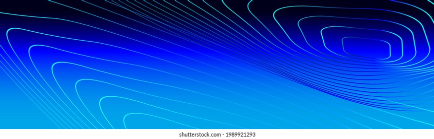 optical illusion, light blue neon lighted lines on dark blue vector background, linkedin banner, facebook cover, instagram post, webinar announcement, online workshop advertisement, digital blockchain