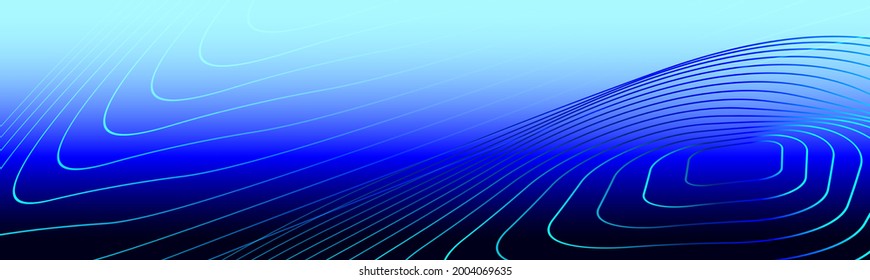 optical illusion, light blue neon lighted lines on dark blue vector background, linkedin banner, facebook cover, instagram post, webinar announcement, online workshop advertisement, digital blockchain