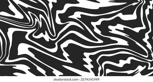 Optical illusion line pattern. Liquid black and white line abstract background. Monochrome line wave