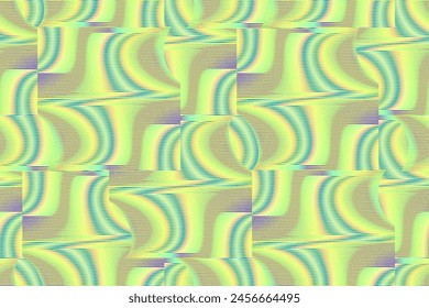 Optical illusion linear textured abstract geometric seamless patternin light green tones. Fashion cover design, textile, package, wallpaper, posters, postcards, advertising, holiday invitations.