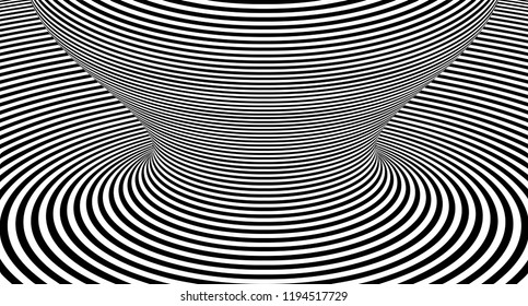 Optical illusion lines background. Abstract 3d black and white illusions. Conceptual design of optical illusion vector. EPS 10 Vector illustration
