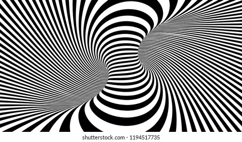 Optical illusion lines background. Abstract 3d black and white illusions. Conceptual design of optical illusion vector. EPS 10 Vector illustration