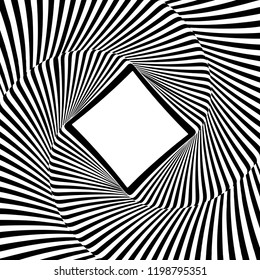 Optical illusion lines background. Abstract 3d black and white illusions. Conceptual design of optical illusion vector. EPS 10 Vector illustration