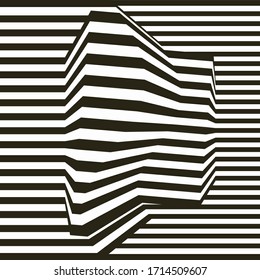 Optical illusion lines background. Abstract 3d black and white illusions. Conceptual design of optical illusion vector. EPS 10 Vector illustration