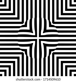 Optical illusion lines background. Abstract 3d black and white illusions. Conceptual design of optical illusion vector. EPS 10 Vector illustration