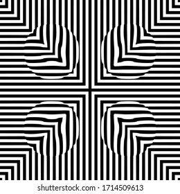 Optical illusion lines background. Abstract 3d black and white illusions. Conceptual design of optical illusion vector. EPS 10 Vector illustration