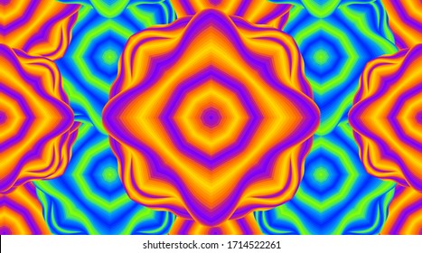 Optical illusion lines background. Abstract 3d purple and yellow on blue and green illusion background. EPS 10 Vector illustration