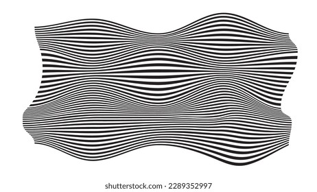 Optical illusion lines background. Abstract 3d black and white wave. Conceptual design of optical illusion vector.