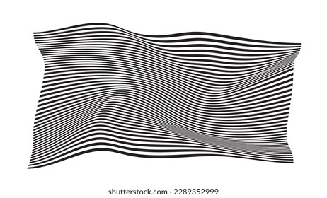 Optical illusion lines background. Abstract 3d black and white wave. Conceptual design of optical illusion vector.