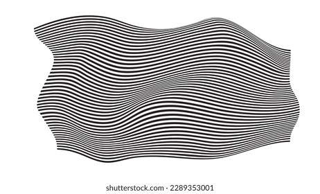 Optical illusion lines background. Abstract 3d black and white wave. Conceptual design of optical illusion vector.