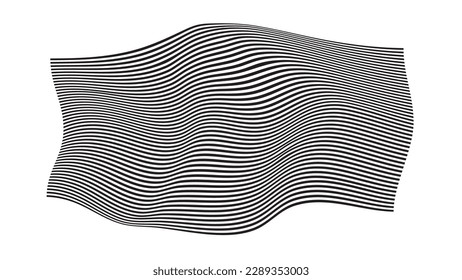 Optical illusion lines background. Abstract 3d black and white wave. Conceptual design of optical illusion vector.