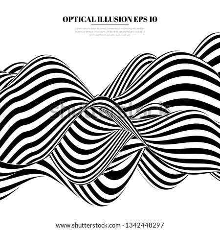 Optical illusion lines background. Abstract 3d black and white illusions. Conceptual design of optical illusion vector. EPS 10 Vector illustration